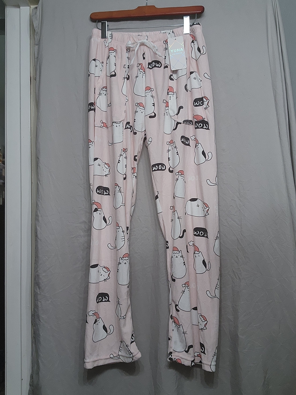 YUNA Pink Cat Print Lounge Pants